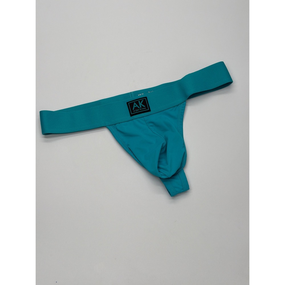Arjen Kroos Mens Teal Blue Athletic Thong Logo Waistband Underwear XL